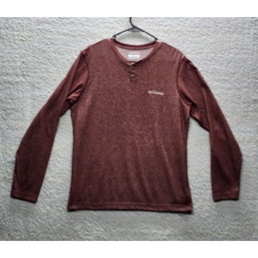 Columbia Omni-Wick Advanced Evaporation Henley Shirt Men's S/P Red Long Sleeve